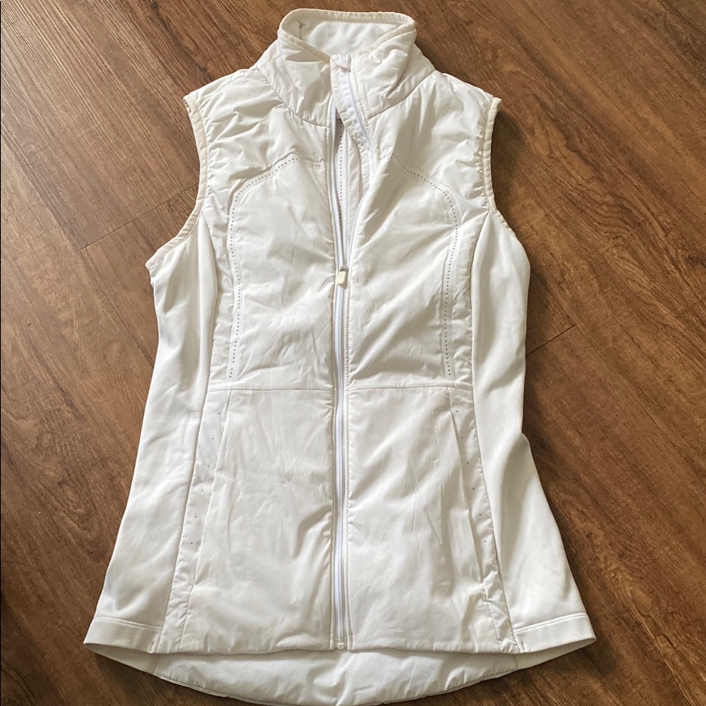 Lululemon Sleeveless White Lightweight Zip Front Vest XXS